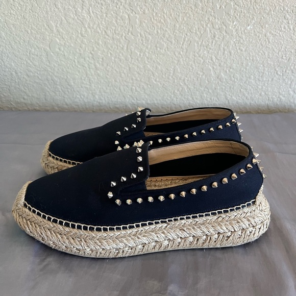 Christian Louboutin Espaboat Navy Espadrille Spiked Shoes 39 - Picture 5 of 16
